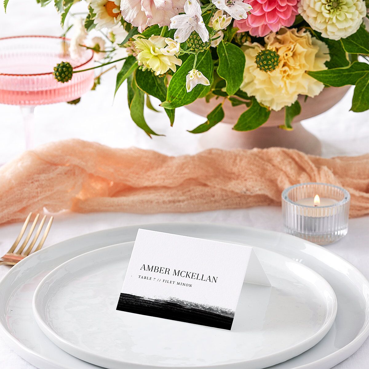 Painted Minimal Place Cards Midnight Signature