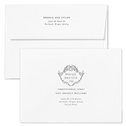 Ornate Regency Save The Date Card Envelopes Kraft Taupe Recipient Address Signature Standard