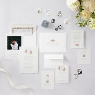 Watercolor Floral Crest Wedding Invitations Shell Pink Signature Blank Ticket No