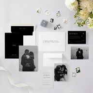 Starry Photo Foil Save the Date Cards Midnight Gold Signature smooth Blank No Standard
