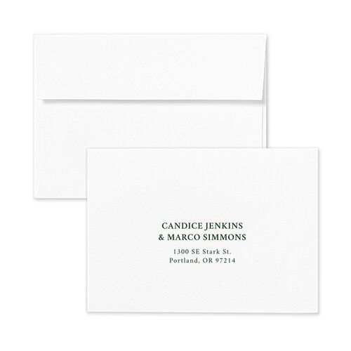 Elegant Photo Crest Response Card Envelopes Hunter Green White Return Address Signature Standard