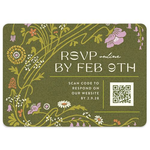 Wildflower Nouveau Wedding Response Cards Dark Camo Signature Rounded