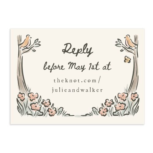 Watercolor Fairytale Trees QR Code RSVP Cards Sea Foam Signature Standard