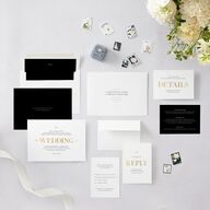 Classically Stated Wedding Invitations Pure White Gold No Signature Blank Standard