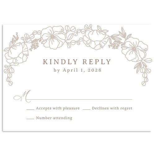 Floral Border Wedding Response Cards Fawn Signature