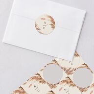 Soft Pampas Botanical Wedding Stickers Sepia Circle