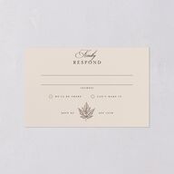 Simple Rustic Fall Leaf All-in-One Wedding Invitations Deep Bronze Signature Light Both Recipient and Return Addresses No