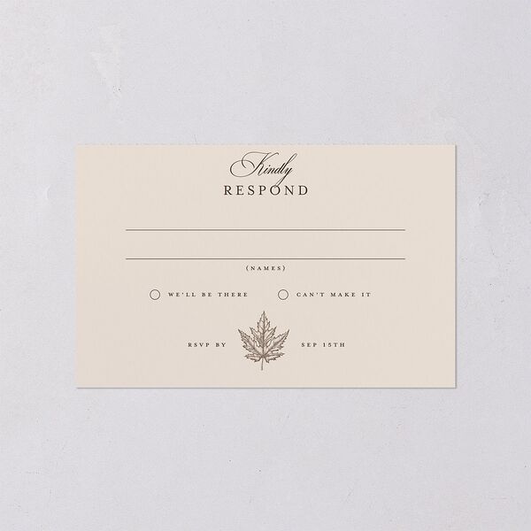 Simple Rustic Fall Leaf All-in-One Wedding Invitations Deep Bronze Signature Light Both Recipient and Return Addresses No