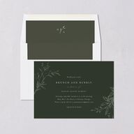 Shining Leaves Bridal Shower Invitations Dark Green Signature Blank
