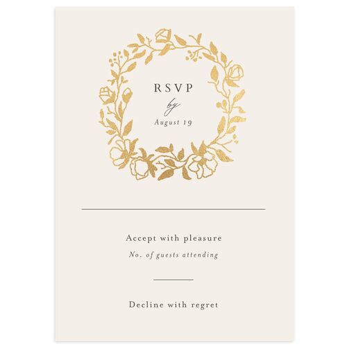 Delicate Vines Foil Wedding Response Cards Gold Hunter Green Signature Standard