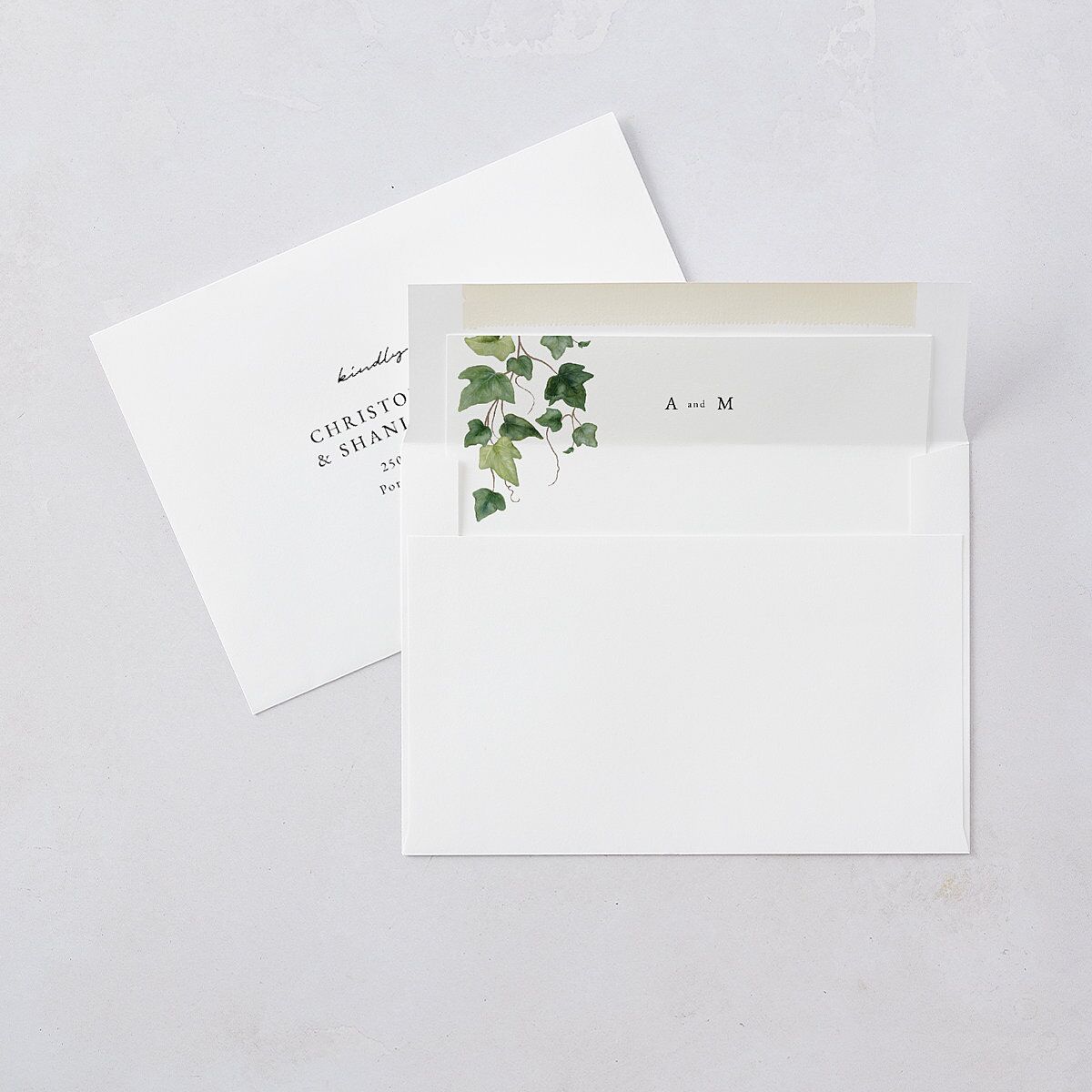 Elegant Ivy Wedding Invitations Pure White Signature Blank No Standard