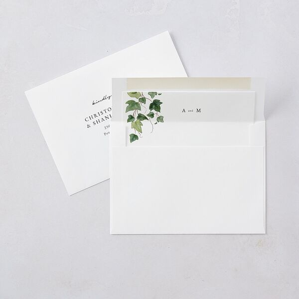 Elegant Ivy Wedding Invitations Pure White Signature Blank No Standard