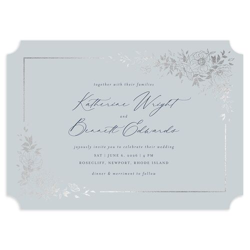 Baroque Garden Wedding Invitations Silver Slate Signature Blank No Ticket