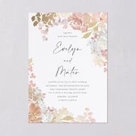 Hydrangea Garden Wedding Invitations Gold Pink Cotton Signature Blank No