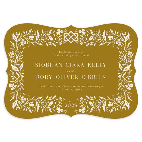 Celtic Knot Save the Date Cards Marigold Signature smooth Blank No Bracket