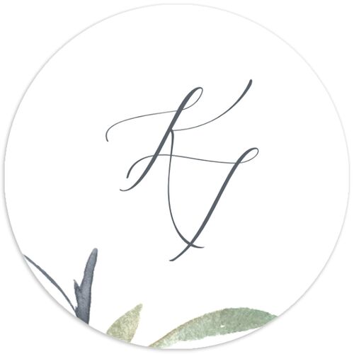 Muted Floral Wedding Stickers Dusty Blue Circle