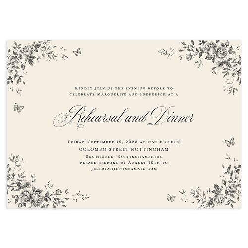 Elegant Rose Crest Rehearsal Dinner Invitations Midnight Signature Blank Standard