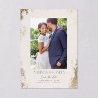 Metallic Edge Save the Date Cards Gold Champagne Signature smooth Blank No