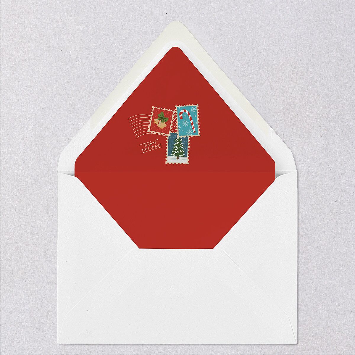 Special Delivery Announcement Christmas Post Euro Envelope Liners True Red Luxe