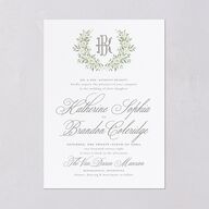 Luxury Floral Monogram Wedding Invitations Cotton Signature Blank No Standard