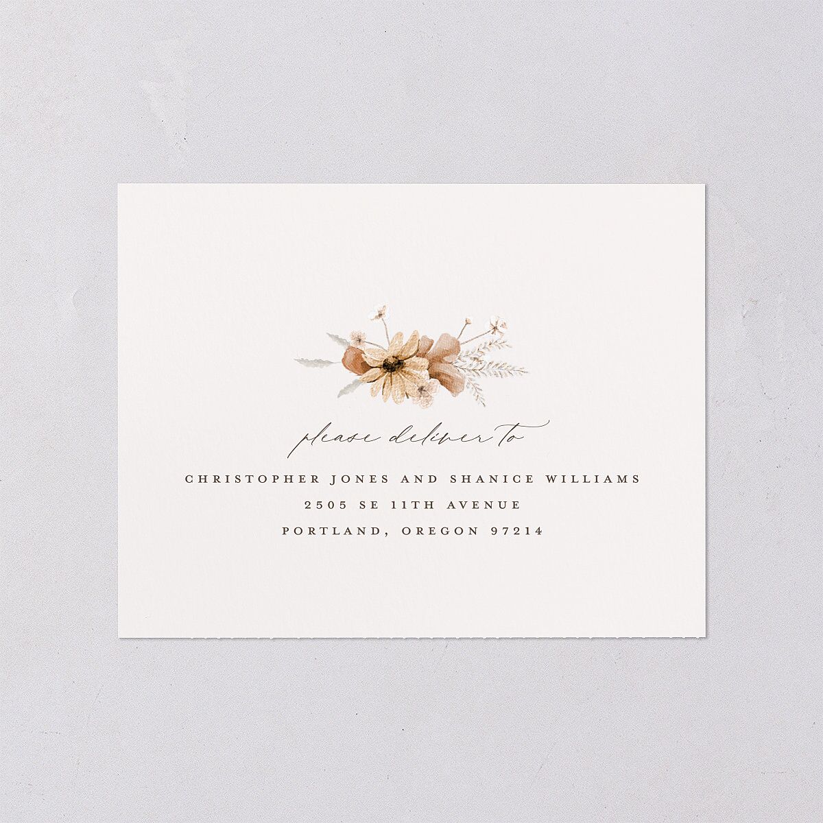 Bohemian Garden All-in-One Wedding Invitations Cream Signature Light Both Recipient and Return Addresses No