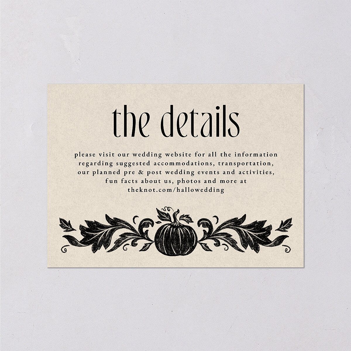 Spooky Halloween Nouveau Wedding Enclosure Cards Linen Signature Standard