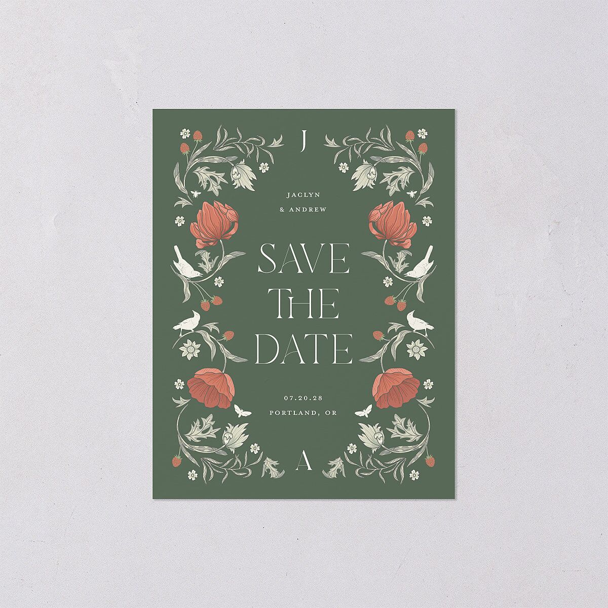 Crafted Garden Save the Date Petite Cards Deep Olive Signature smooth Blank No