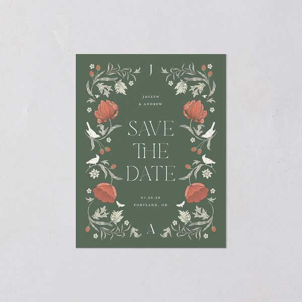 Crafted Garden Save the Date Petite Cards Deep Olive Signature smooth Blank No