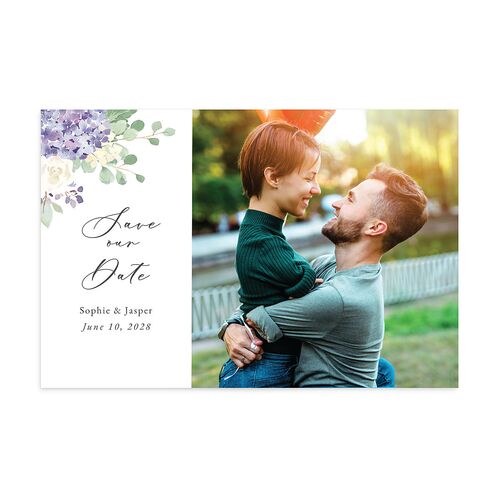 Gilded Hydrangea Save the Date Postcards Lilac