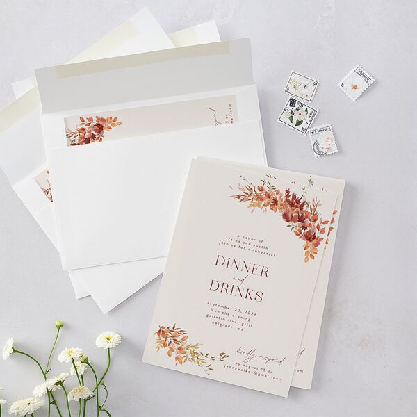 Harvest Crescent Rehearsal Dinner Invitations Champagne Signature Blank