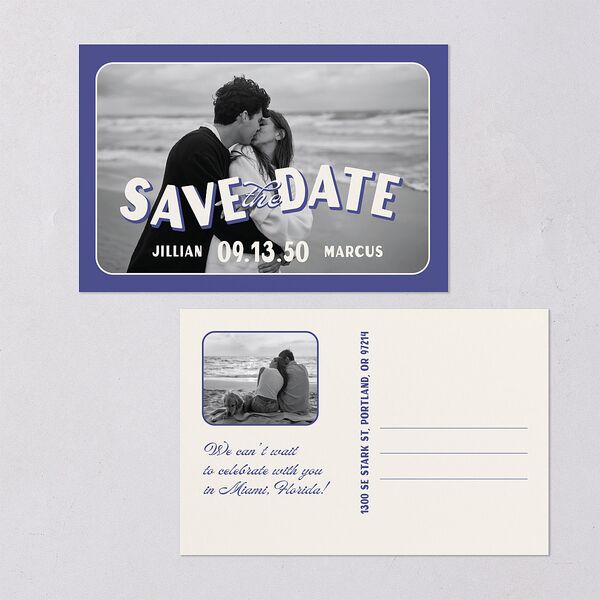 Retro Photo Postcard Inspired Save the Date Postcards Sapphire