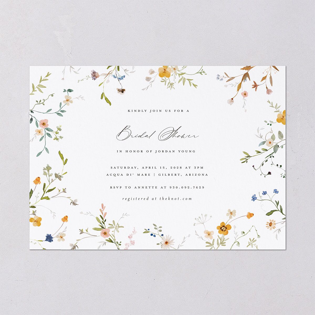Dainty Wildflowers Bridal Shower Invitations Sunflower Signature Blank Standard