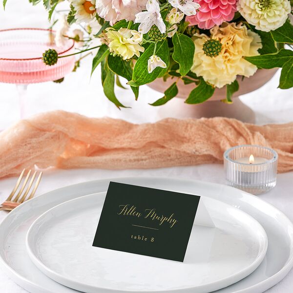 Marble and Gold Place Cards Dark Emerald Signature