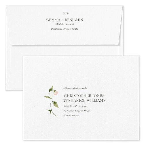 Pastel Garden Wedding Invitation Envelopes Linen White Both Recipient and Return Addresses Standard Signature