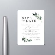 Elegant Greenery Save The Date Magnets Pure White Magnet Paper