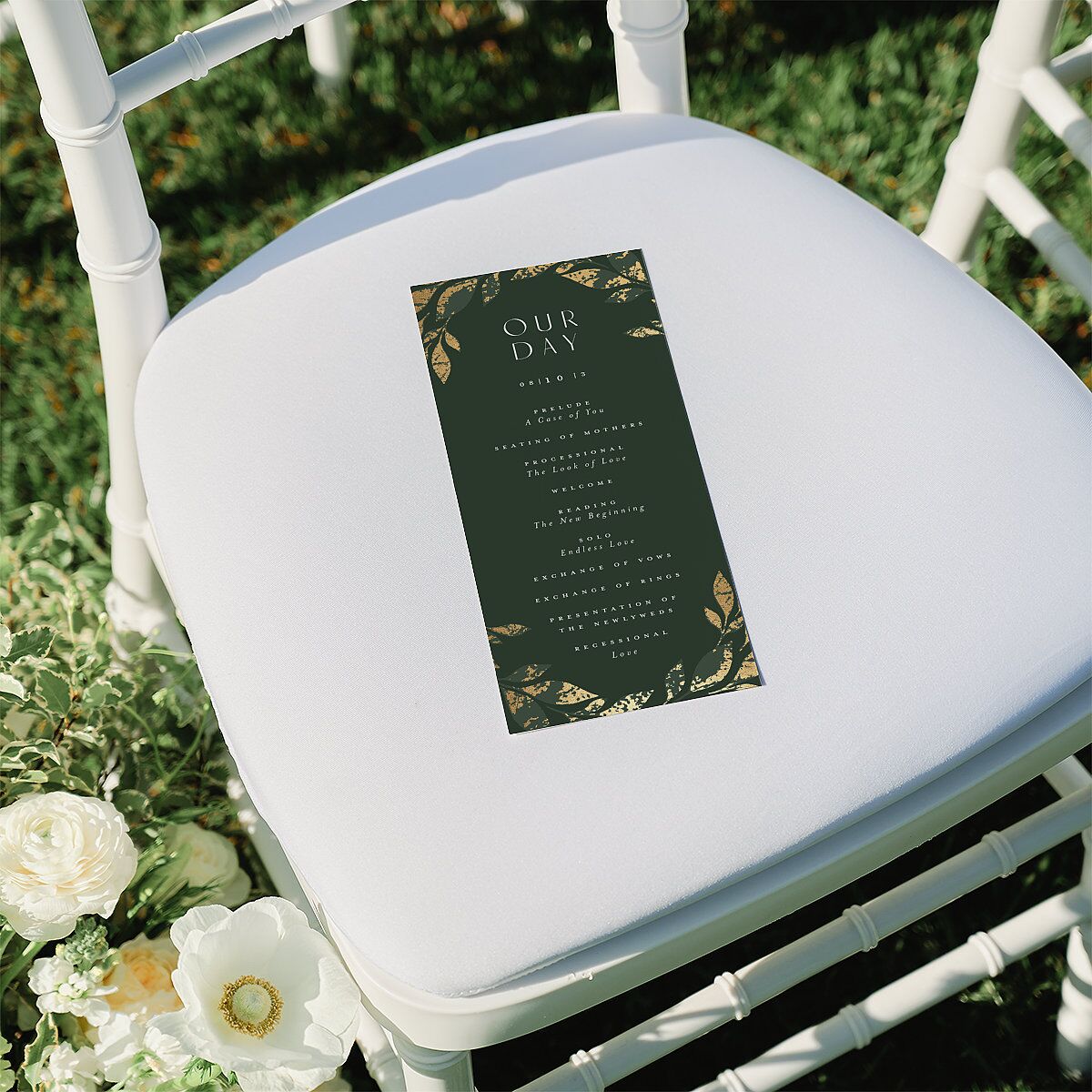 Gilded Leaves Wedding Programs Gold Hunter Green Signature