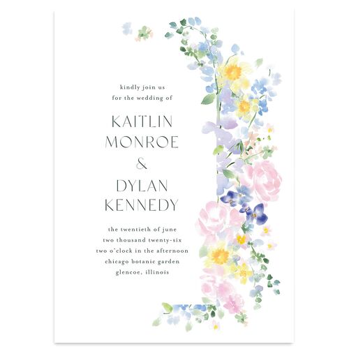 Pastel Flower Arch Wedding Invitations Gold Lilac Signature Blank No