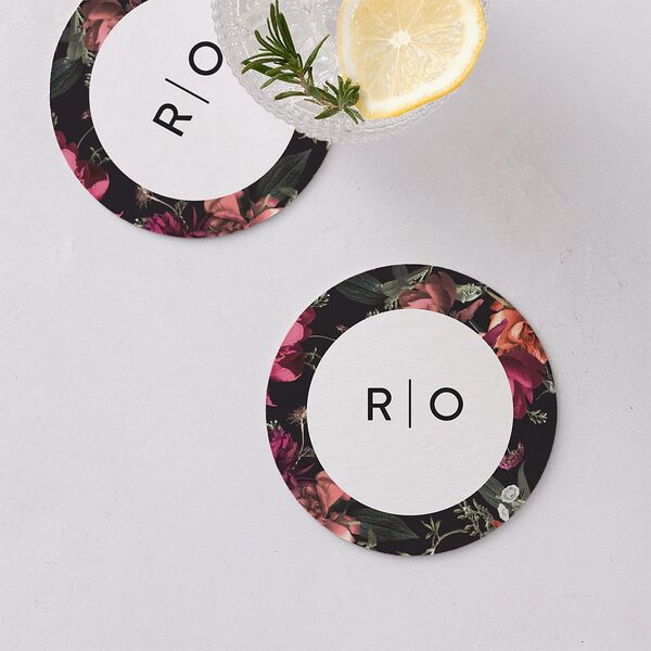 Blooming Botanical Coasters Midnight Cardboard Circle