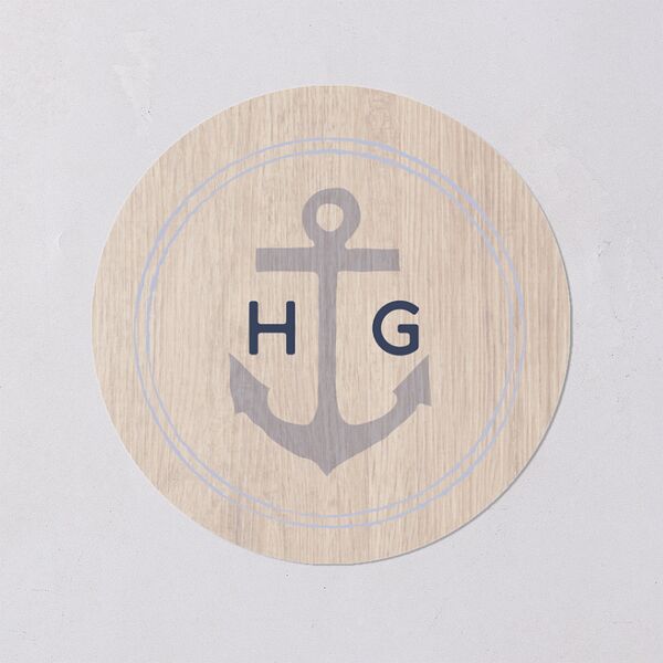 Vintage Nautical Wedding Stickers French Blue Circle
