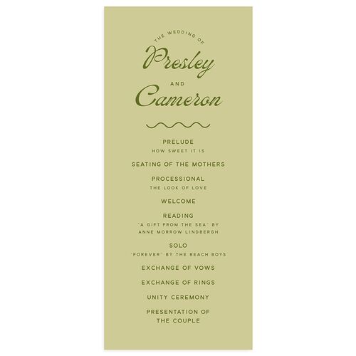 Cabana Stripes Wedding Programs Olive Signature