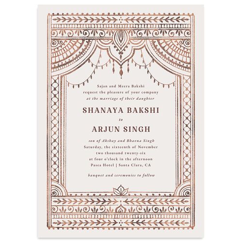 Indian Painted Henna Wedding Invitations Chestnut Signature Blank No Standard