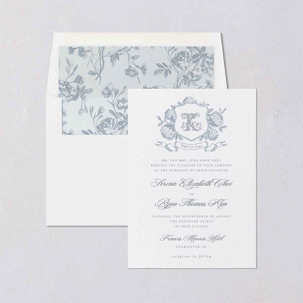 Vintage Hydrangea Garden Crest Envelope Liners Slate Standard