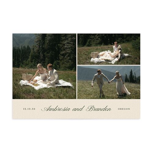 Vintage Cinematic Photo Save the Date Postcards Linen