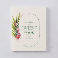 Hawaiian Tropical Orchid Oval Wedding Guest Book Crimson