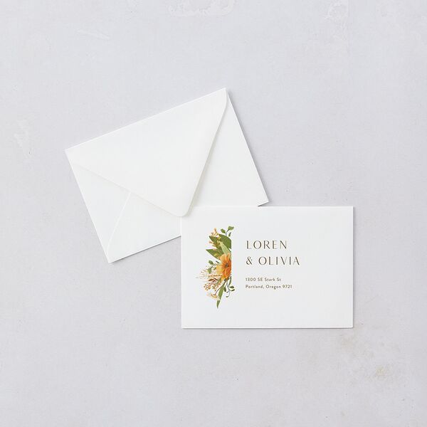 Sweet Sunflowers Response Card Euro Envelopes White Marigold Return Address Luxe