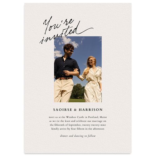 Elegant Editorial Page Wedding Invitations Champagne Signature Blank No Standard