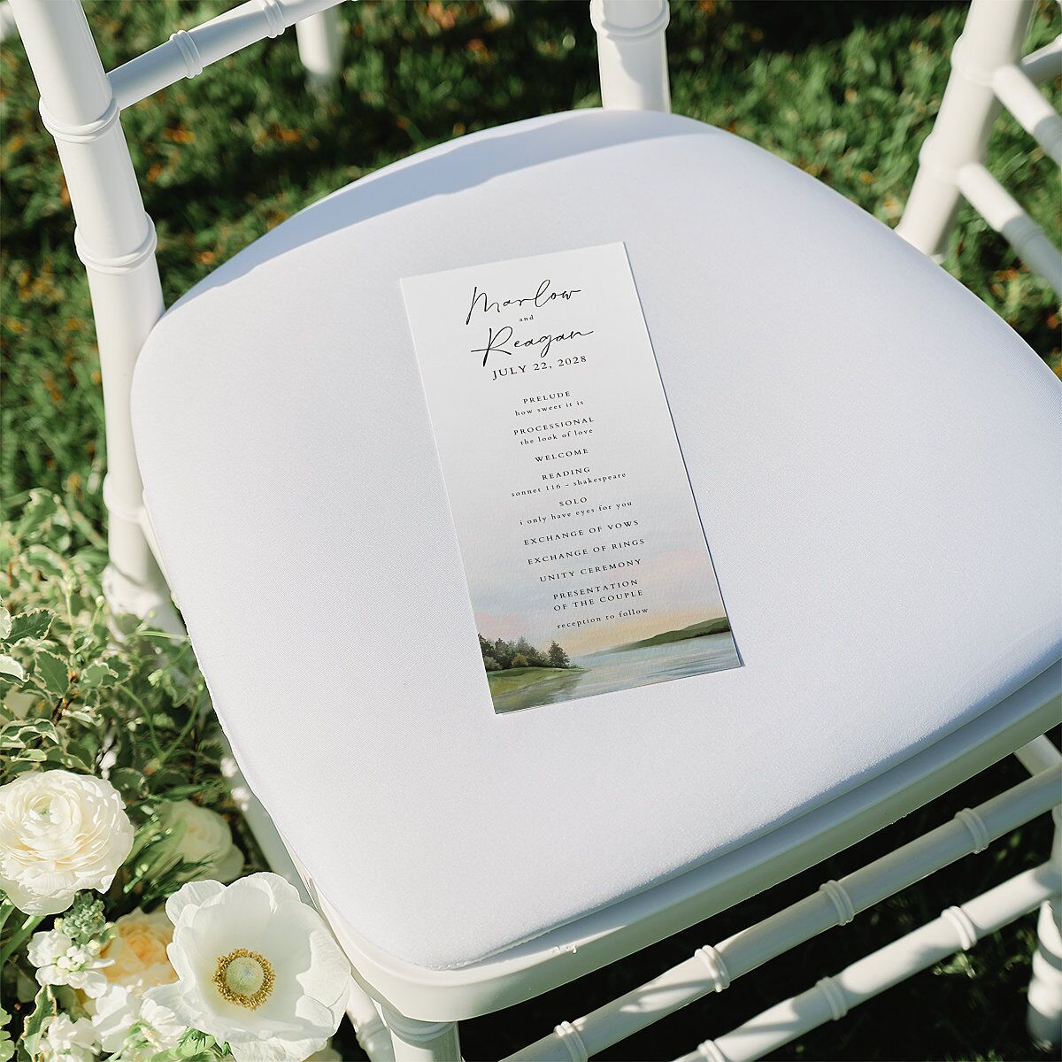 Rustic Reflection Wedding Programs Dusty Blue Signature