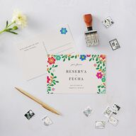 Bordados Florales Save The Date Postcards Off-White Postcard