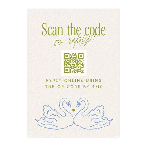 Modern Delicate Bows QR Code RSVP Cards Peridot Signature Standard