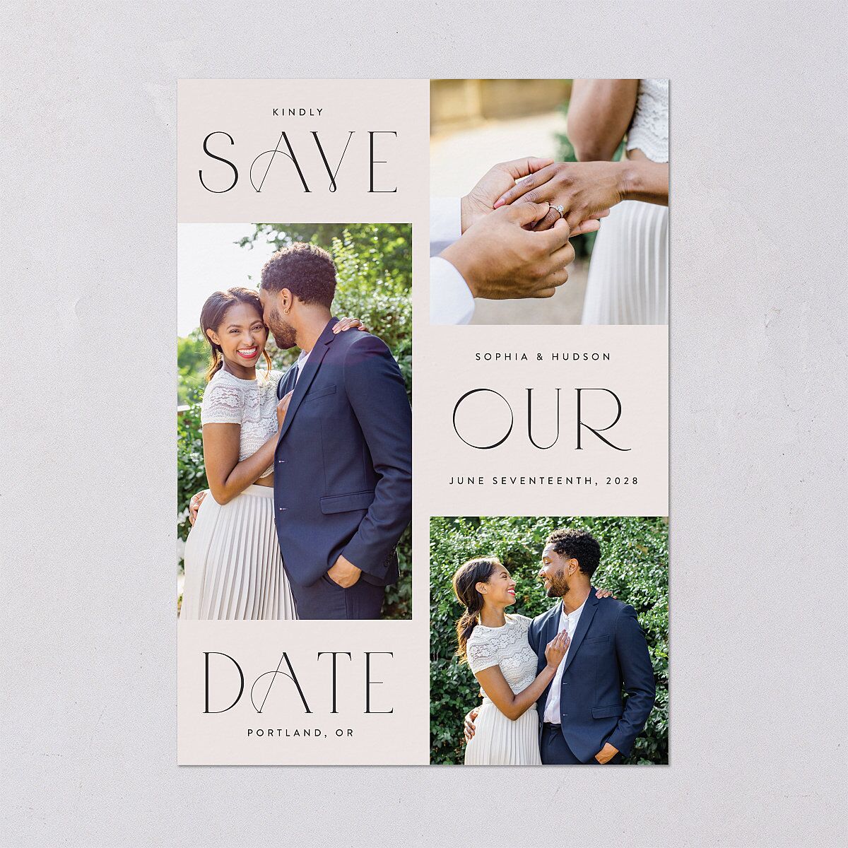 Beloved Union Save The Date Cards Merlot Signature smooth Blank No
